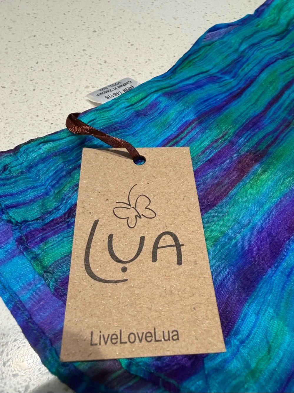 NWT -  LUA - Teal Green and Purple Striped Silk Women’s Scarf